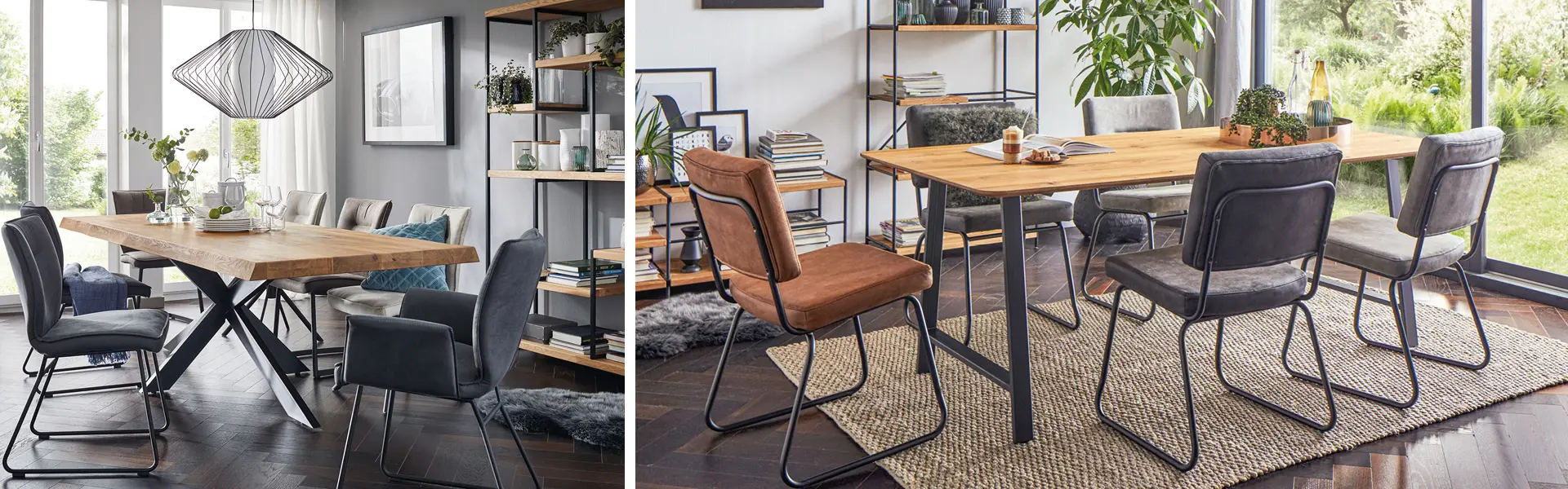 Esstisch und Stühle sollten zusammen ein harmonisches Bild im Esszimmer abgeben.